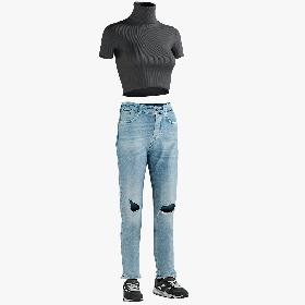 Women's Jeans Sneakers Tshirt 2 3D model